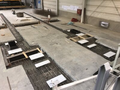 Výrobní haly  - železobetonové monolity pro výrobní technologie